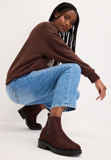 Womens Brown Chelsea Ankle Boots