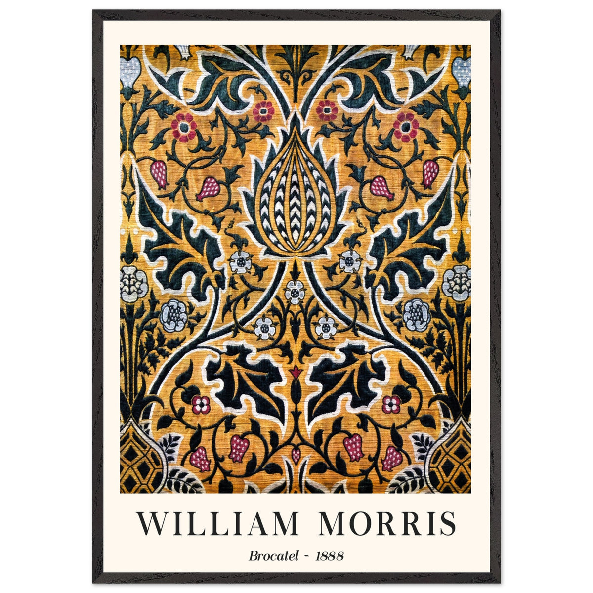Artfulprints Poster met Lijst William Morris - Brocatel 1888  - 70x100 cm - Goud