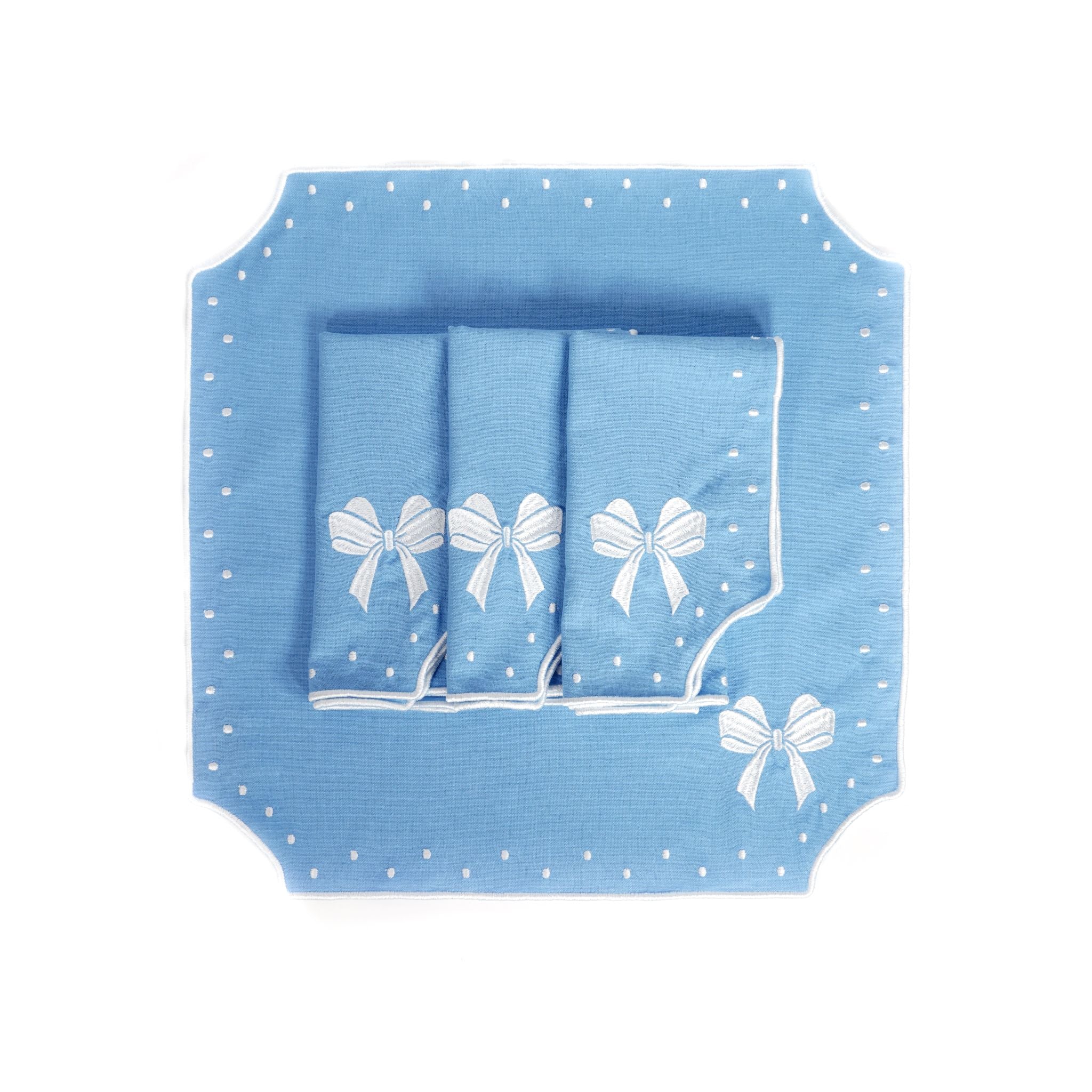 Darling Blue Embroidered Napkins – Set of 4