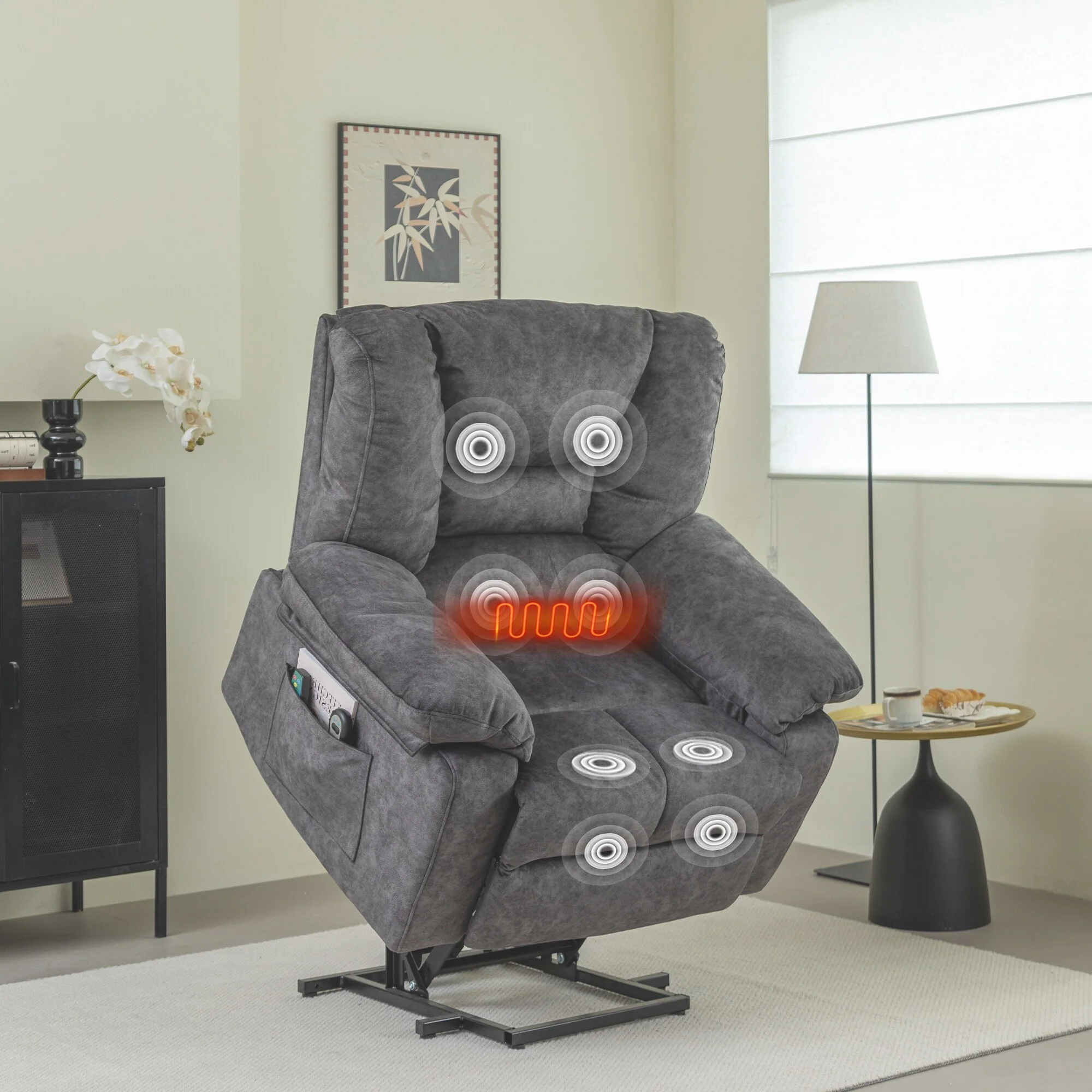 Senior-Friendly Power Lift Recliner with Multi-Mode Massage, Lumbar Heat, Adjustable Positions, and Quick Assembly