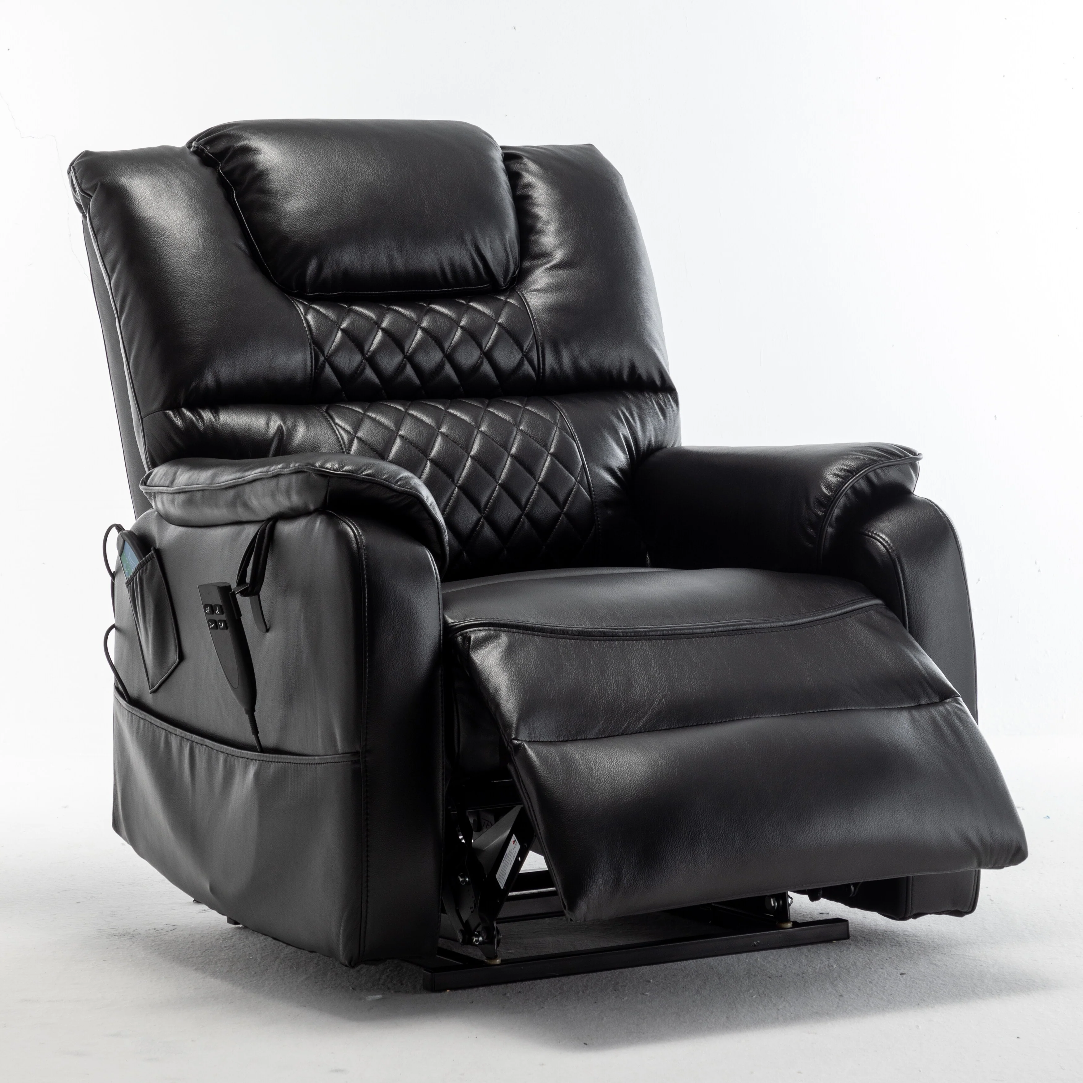 Beige Oversized Electric Recliner with OKIN Motor, 180° Lay Flat Lift, Extra-Wide Seat, and Storage Pockets