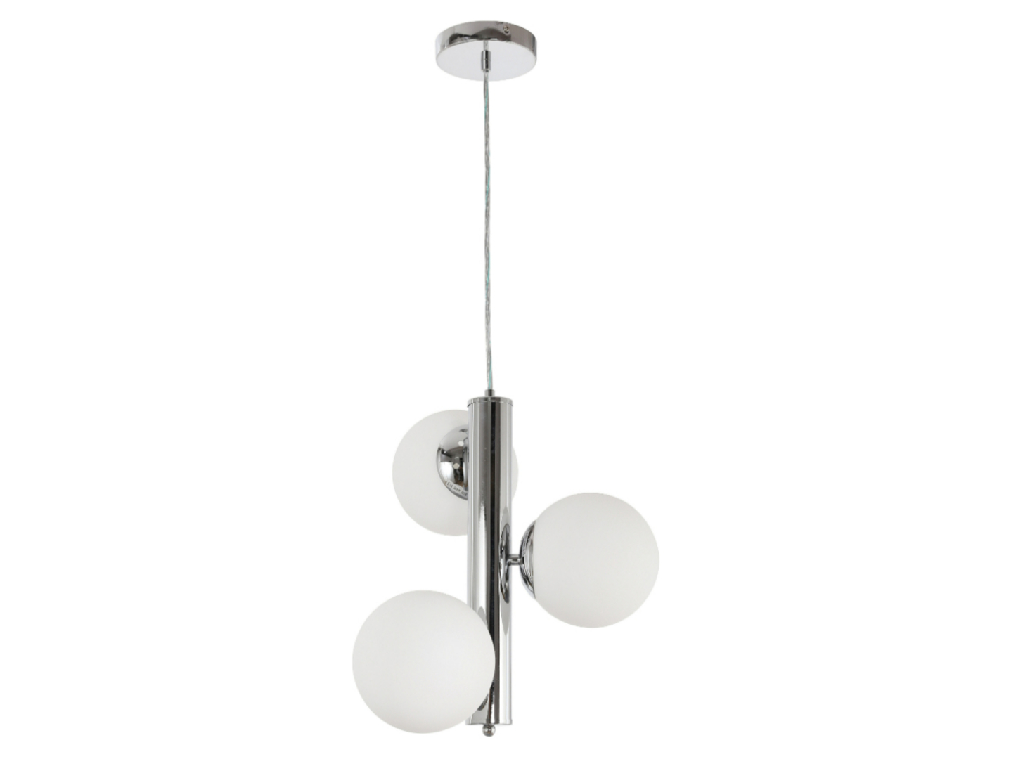 Lampa wisząca Puli 3-punktowa metalowo-szklana biało-srebrna