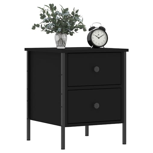 NNEVL Bedside Cabinet Black 40x42x50 cm Engineered Wood