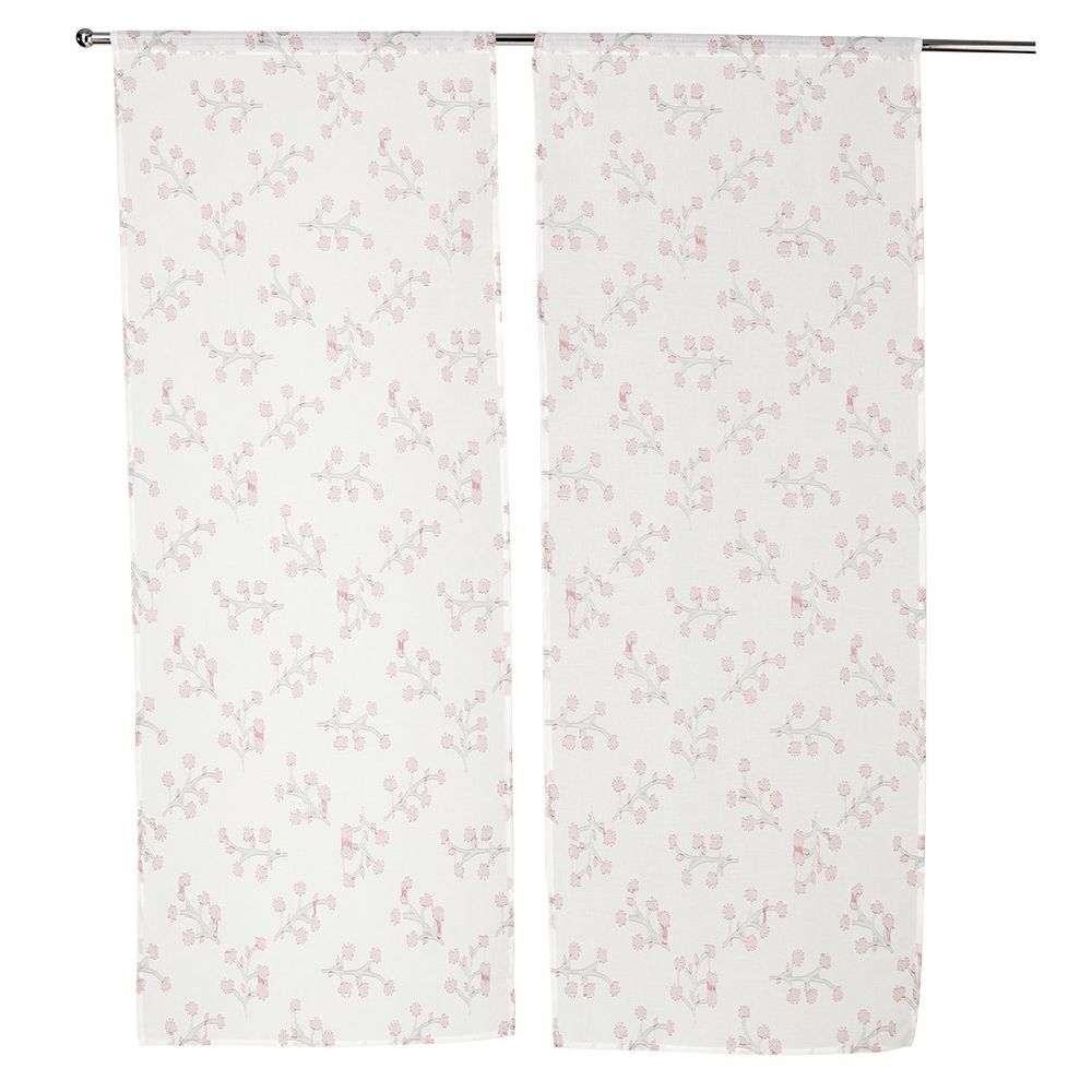 Vitrage blanc à fleurs 60X160cm x2