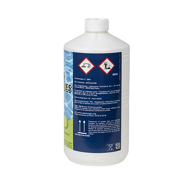 Anti-Algues Piscine - Action Curative Anti Eau Verte Et Eau Trouble - Bouteille 1 Litre - Edg