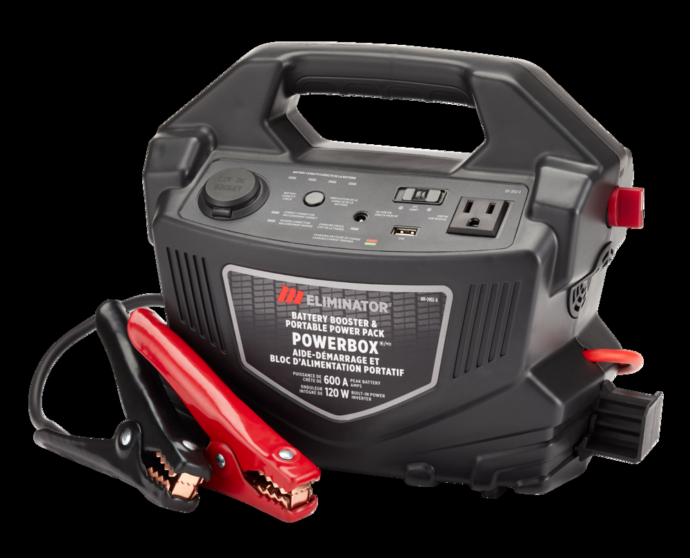 MotoMaster Eliminator PowerBox® Portable Power Pack & Battery Booster/Jump Starter, 600 Peak Amps, 120W