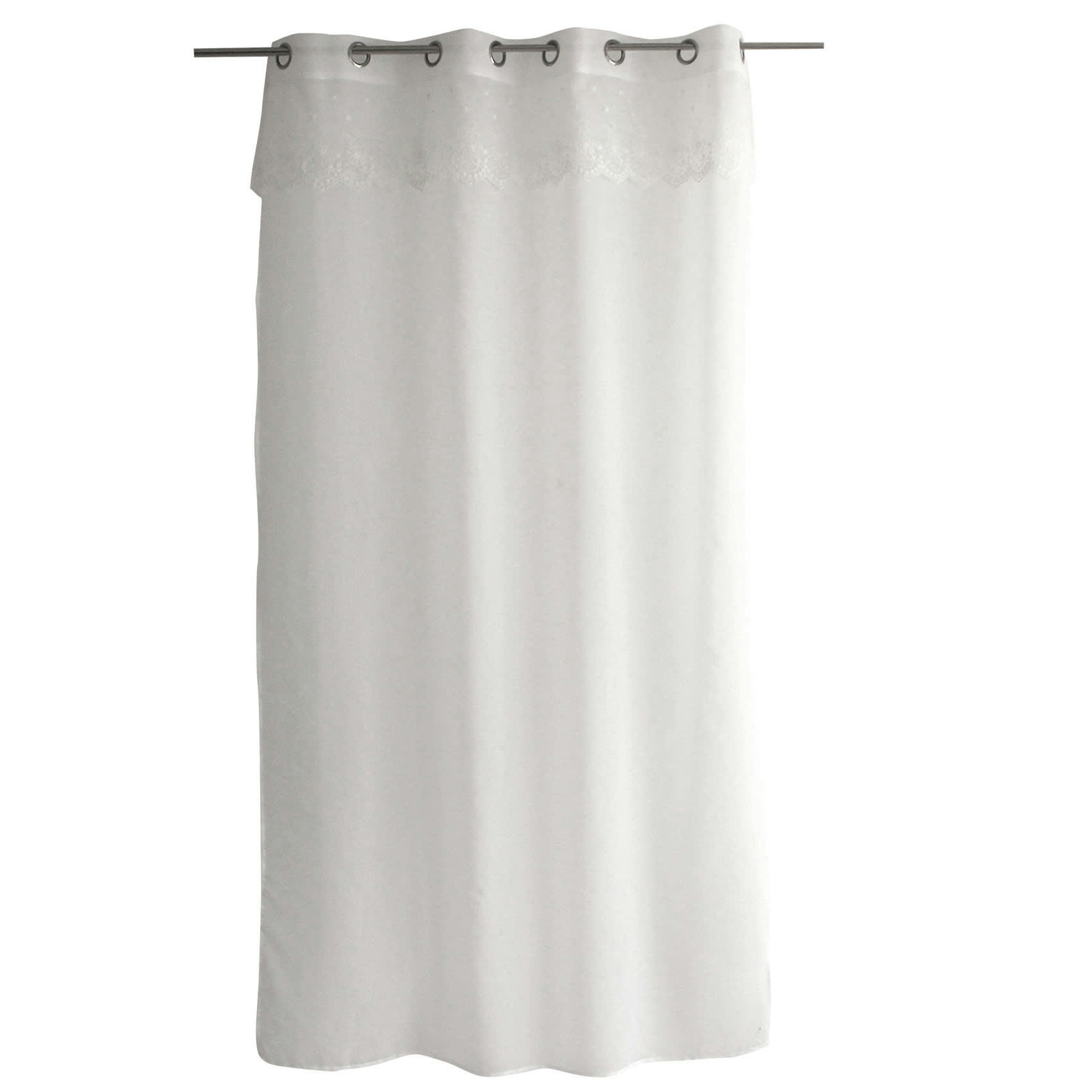 - Voilage en étamine avec top à volant brodé polyester blanc 140x240 cm