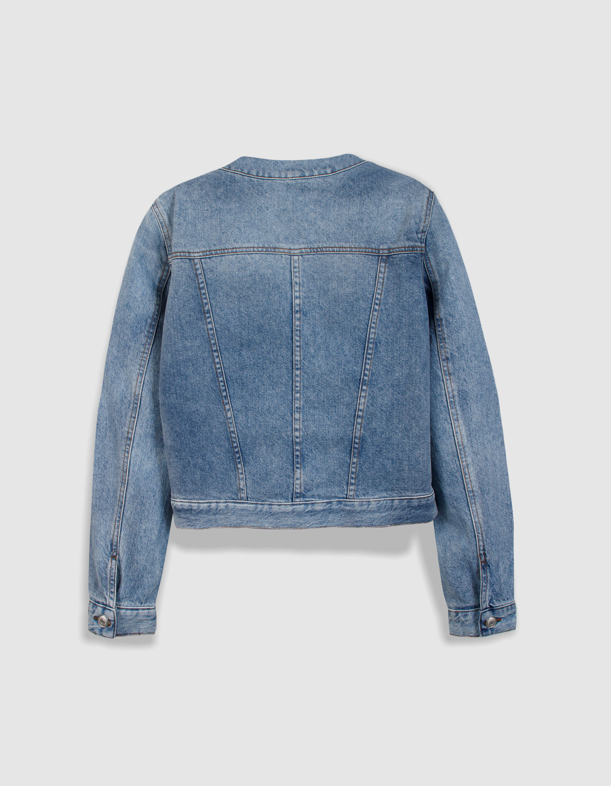 Veste en jean bleu col rond Femme