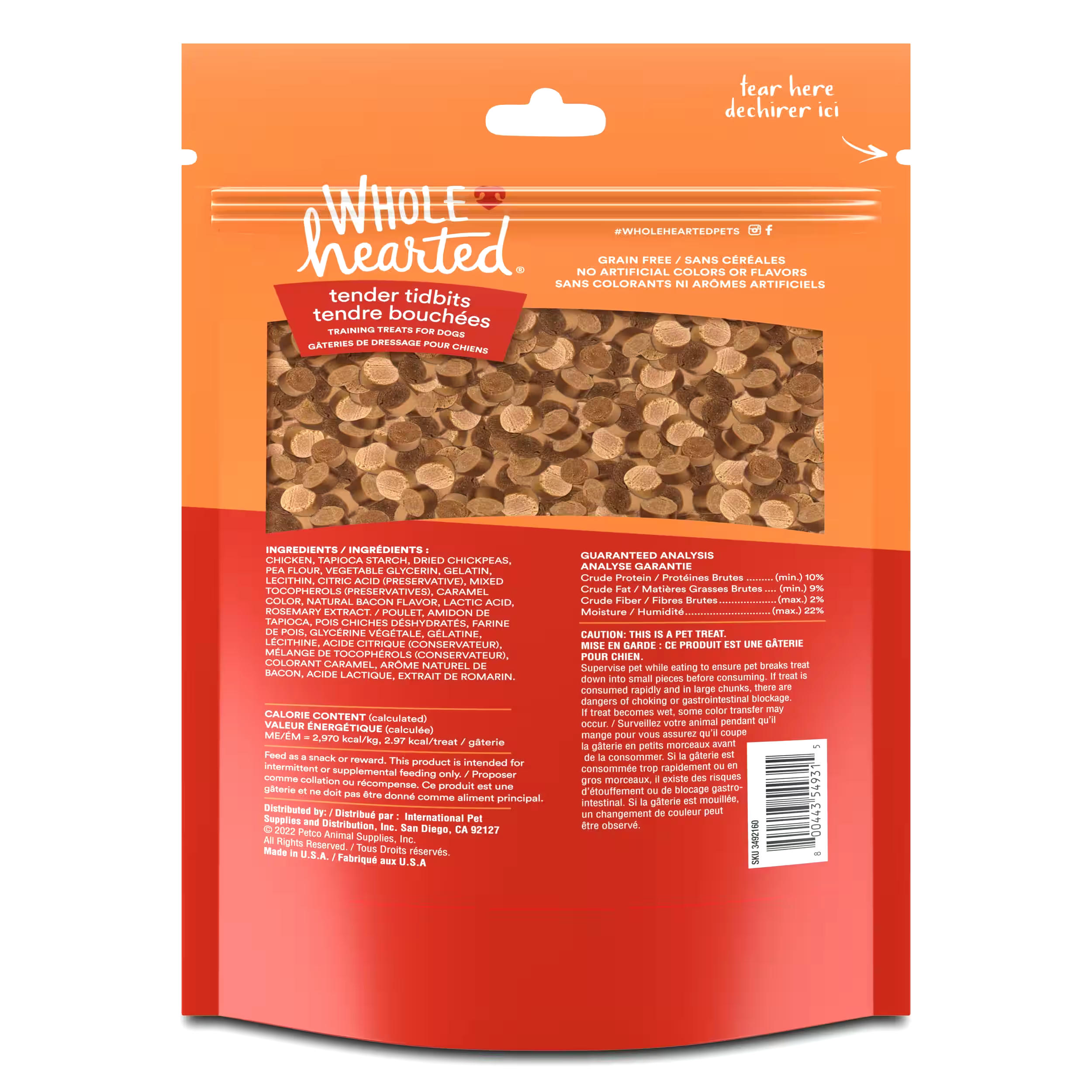 WholeHearted Grain-Free Tender Tidbits Chicken Recipe Dog Training Treats, 453-g