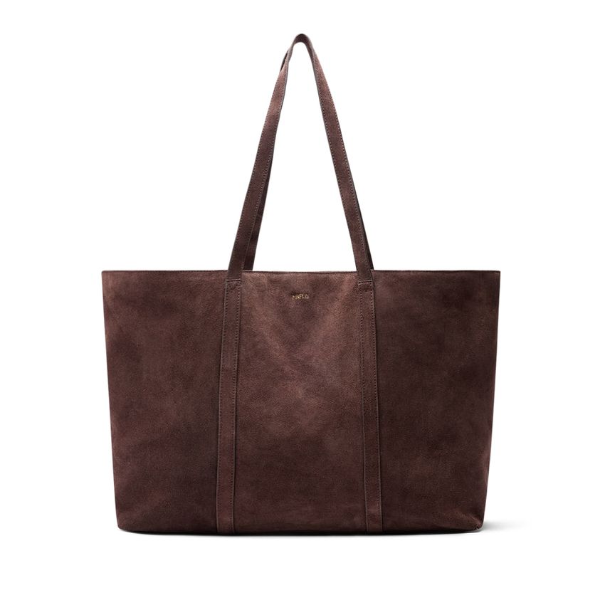 Manfield Donkerbruine suède shopper