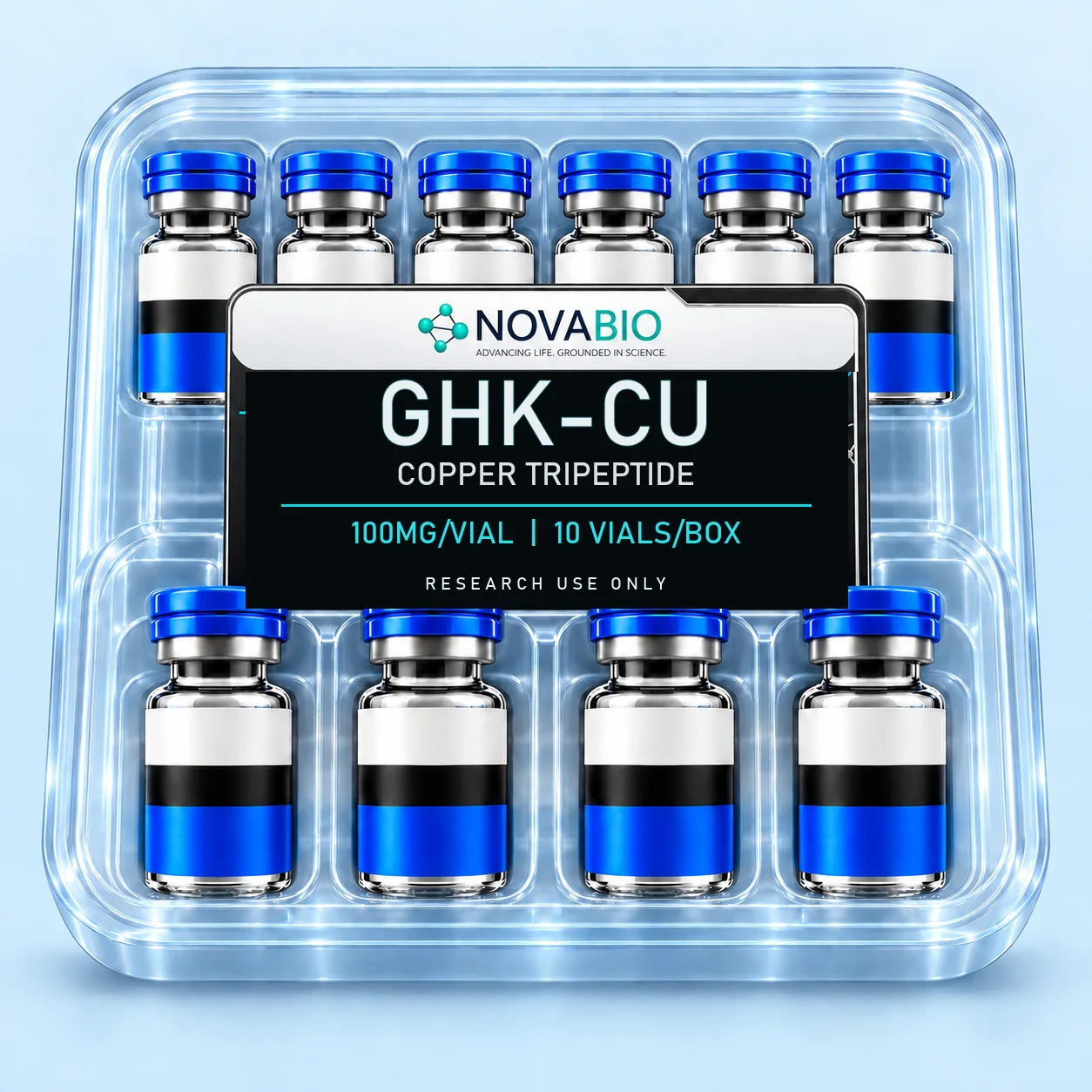 NOVABIO GHK-Cu 100MG per vial, 10 VIALS research product