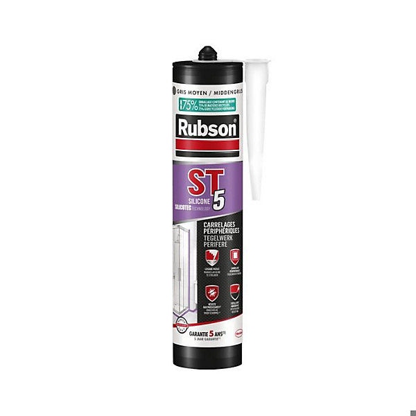 Mastic sanitaire multi-usages ST5 RUBSON - Coloris: gris moyen
