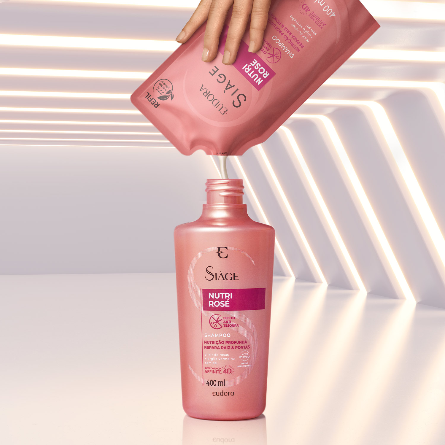 Combo Siàge Nutri Rose: Shampoo 400ml   Refil 400ml