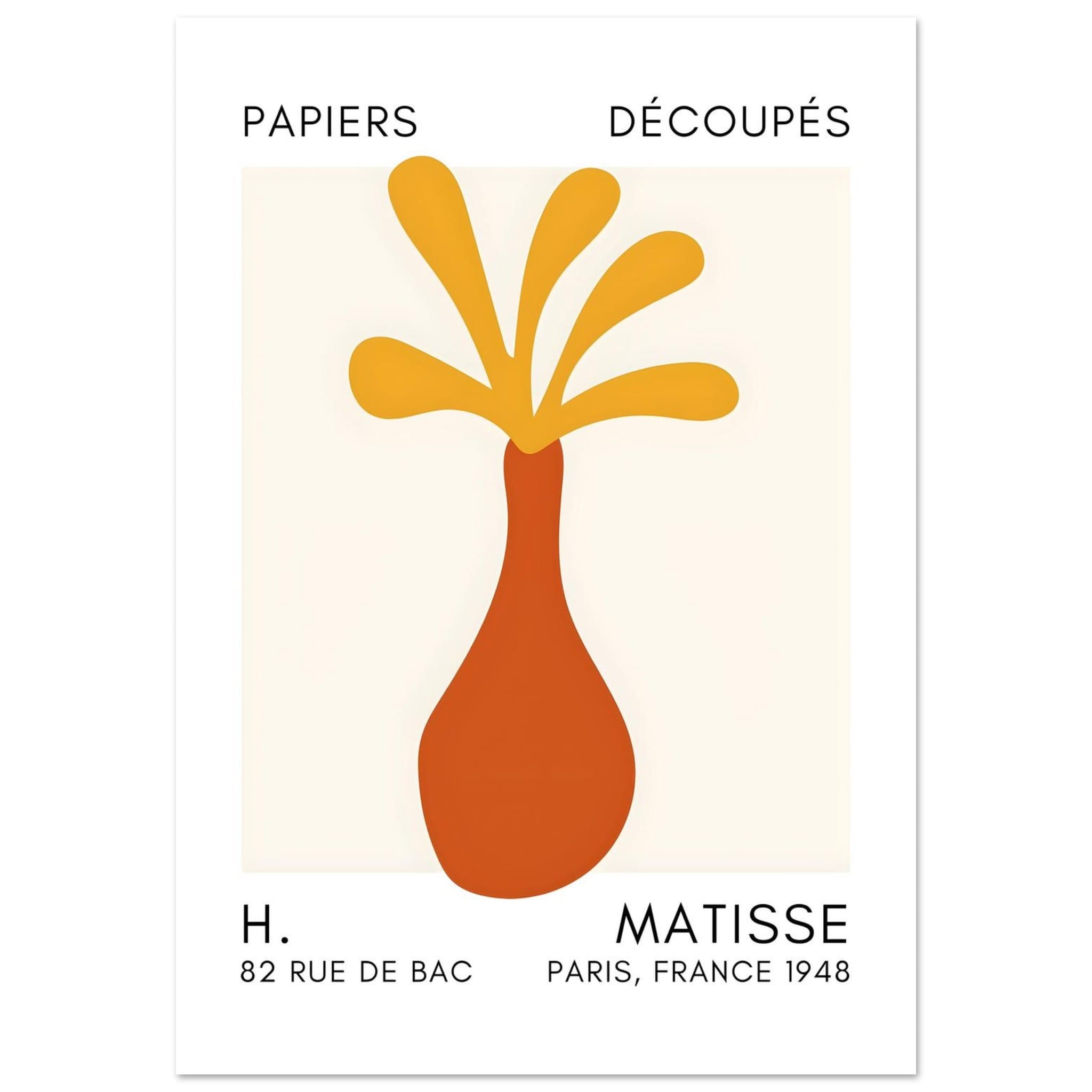 Artfulprints Poster Matisse - Ocean flower yellow  - 70x100 cm - Geel