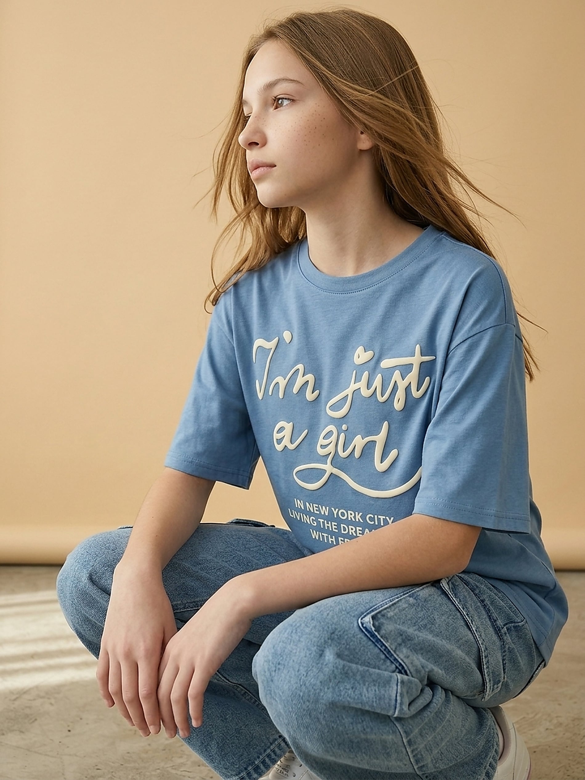 Bawełniana koszulka z napisem I'm Just a Girl