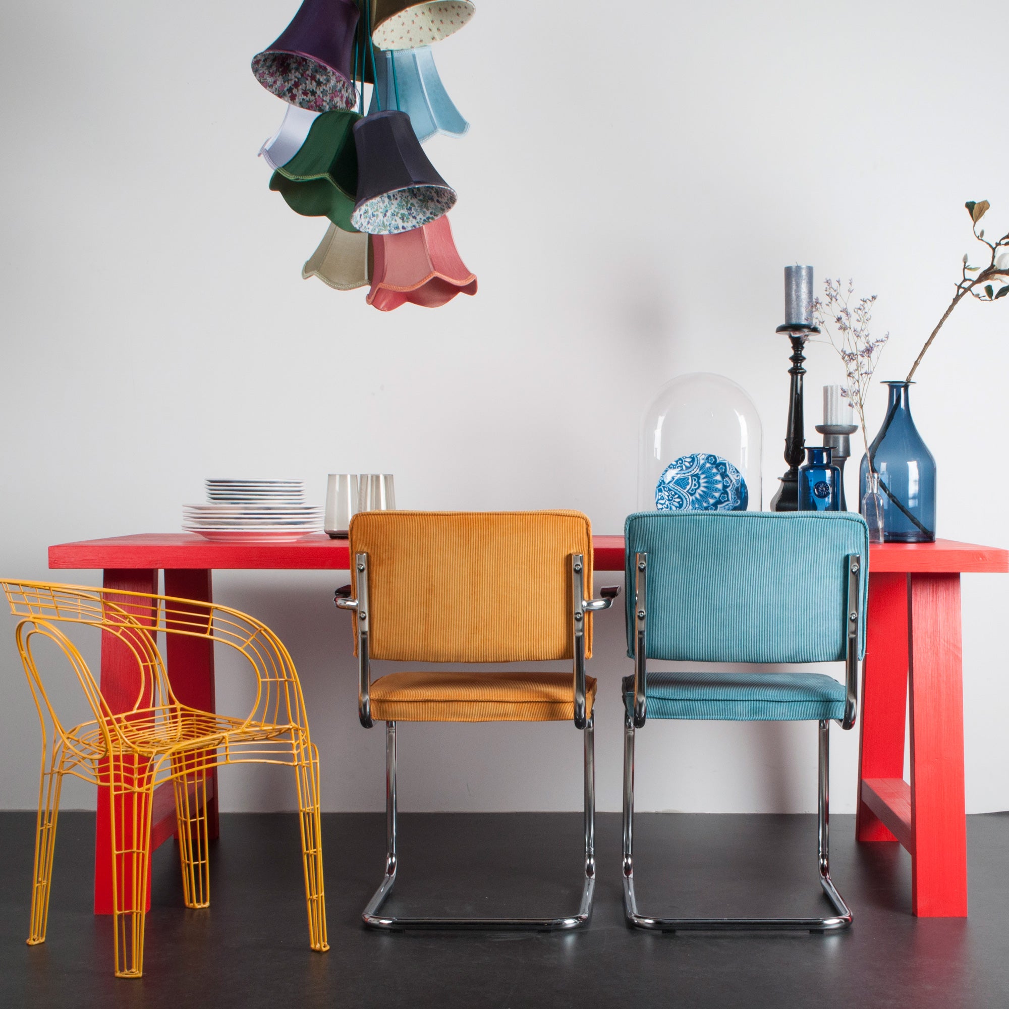 Zuiver Ridge Eetkamerstoel met Armleuningen - Ribstof - Geel