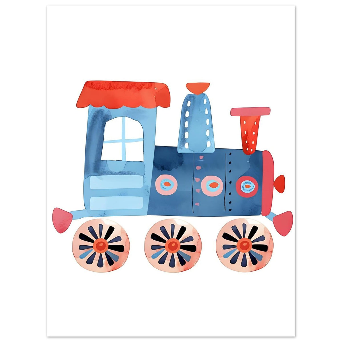 Artfulprints Poster Kleine locomotief  - 30x40 cm - Blauw
