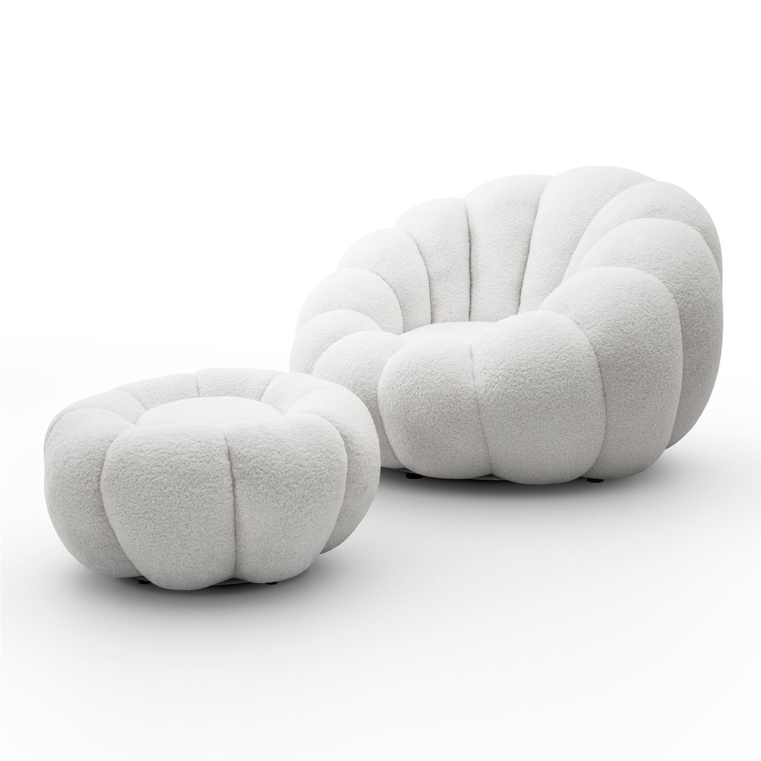 Fotel obrotowy FLUFFY z podnóżkiem, biały