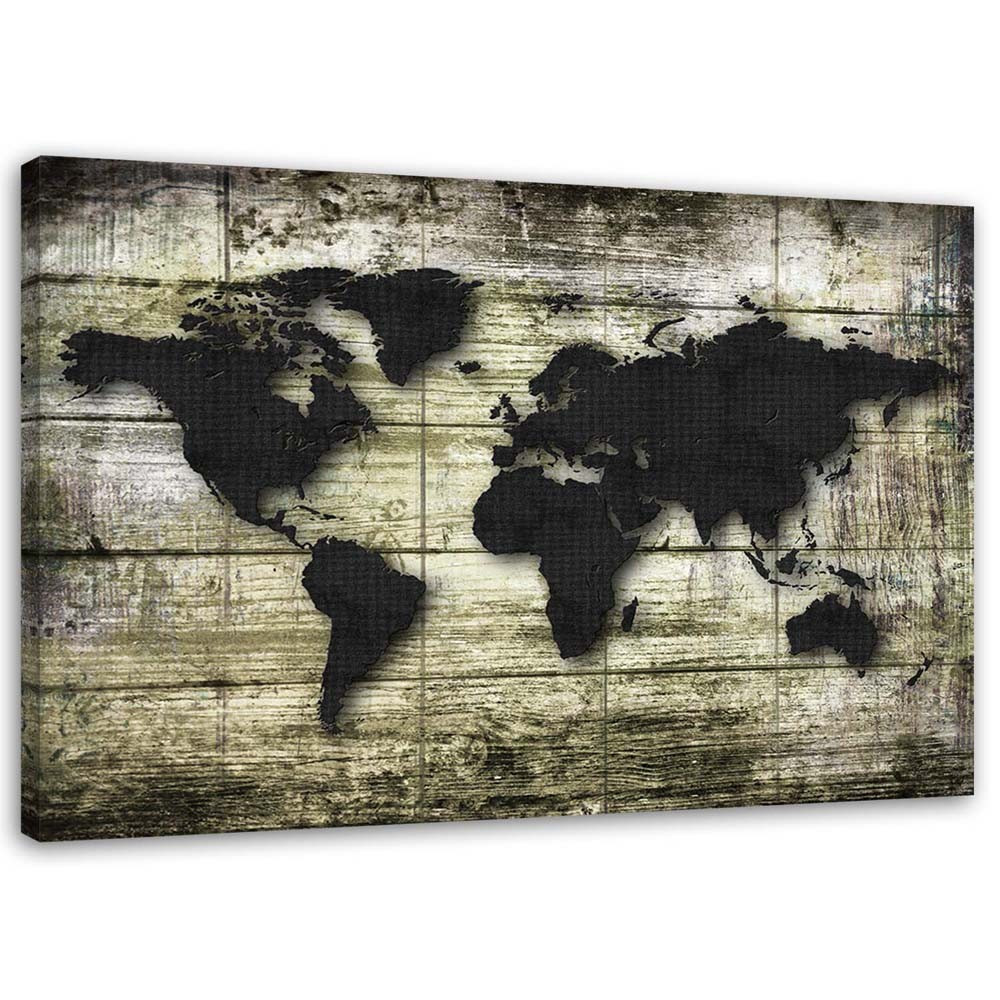 Feeby Obraz na płótnie Mapa świata na drewnie 60x40