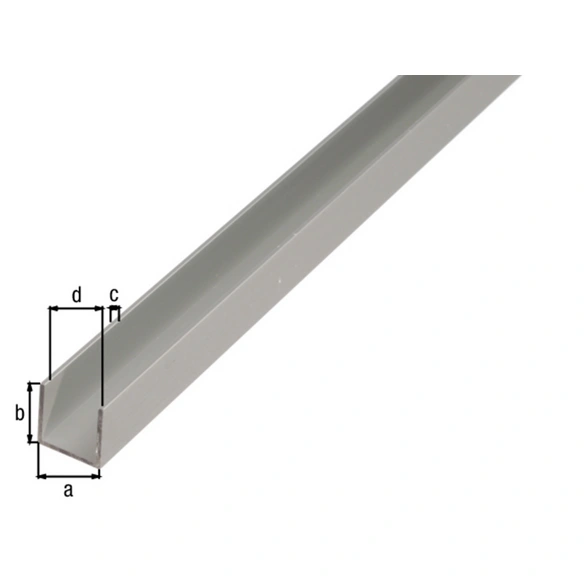 U-Profil, BxL: 25 x 1000 mm, silberfarben