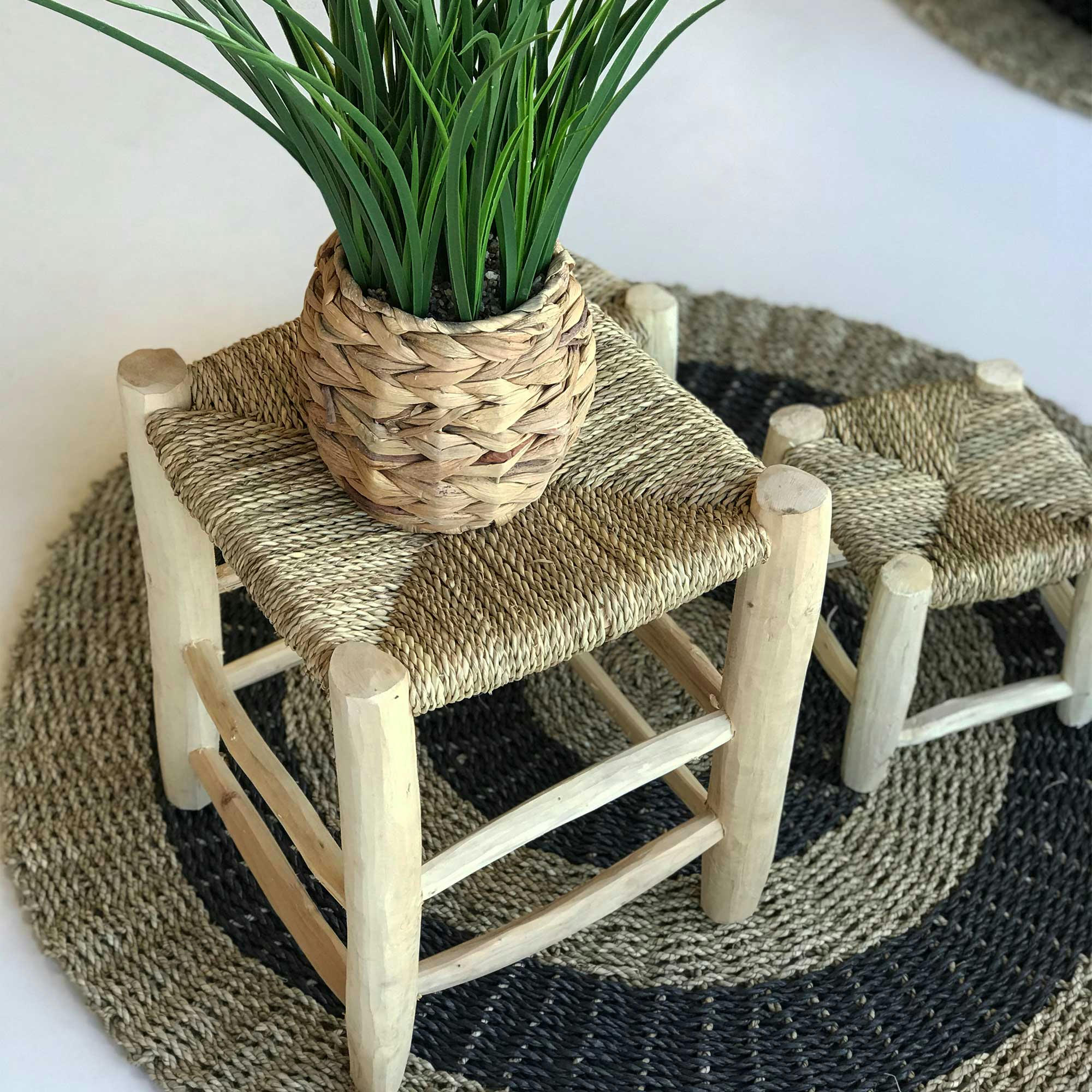 MOROCCO - Tabouret marocain en corde et bois