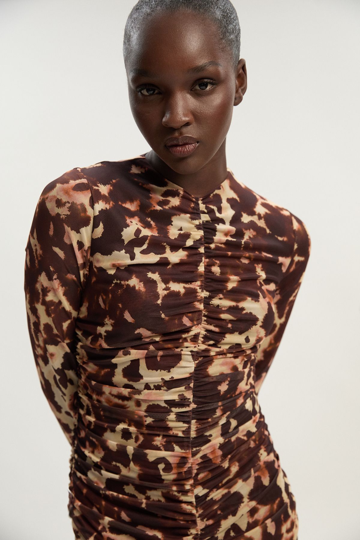 KarenMillen Leopard Print Mesh Maxi Dress