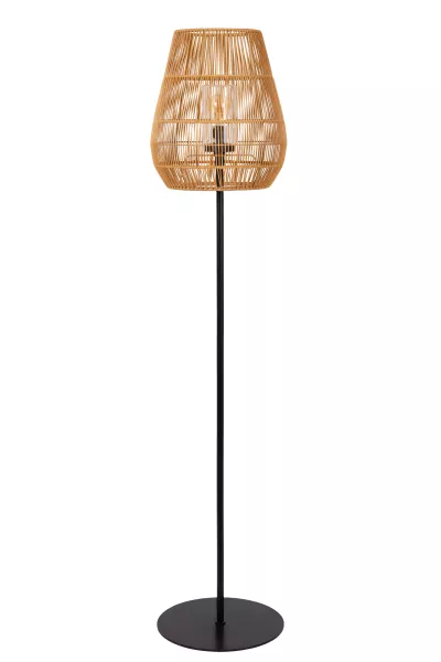 Lampa podłogowa kolor rattano-czarna NERIDA 1xE27x40W Lucide