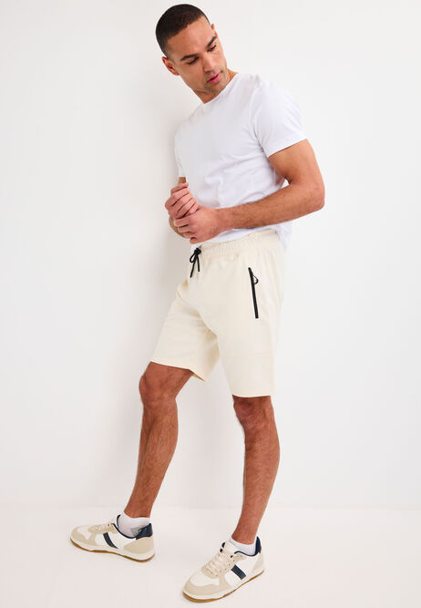 Mens Ecru Sports Sweat Shorts