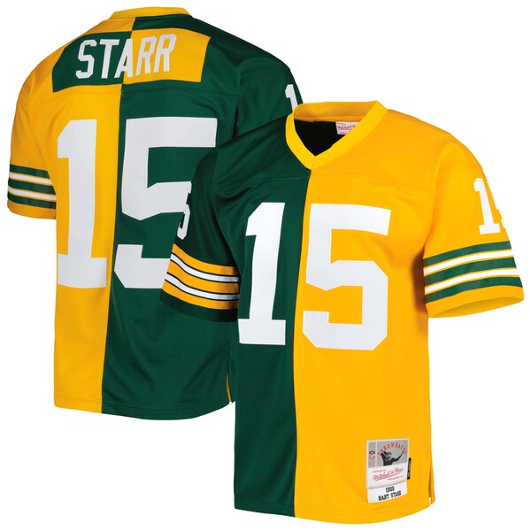 Bart Starr Green Bay Packers 1969 Split Legacy Replica Jersey - Green/Gold