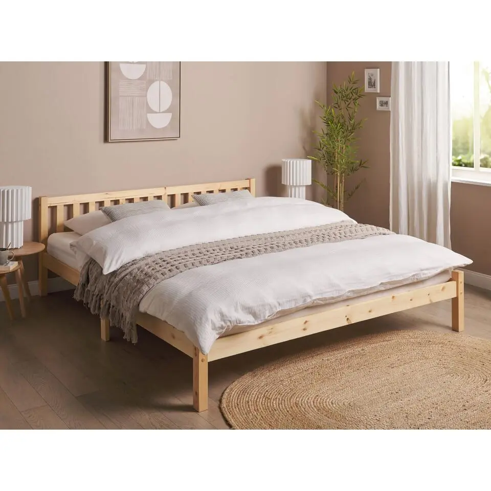 FLORAC - Bed - Lichthout - 180 x 200 cm - Dennenhout