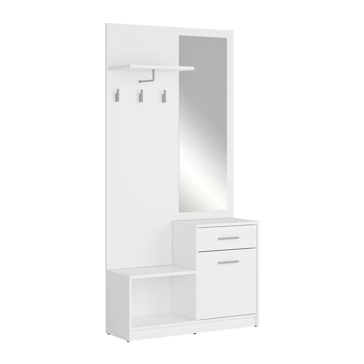 - Meuble entrée stratifiés naturel et blanc