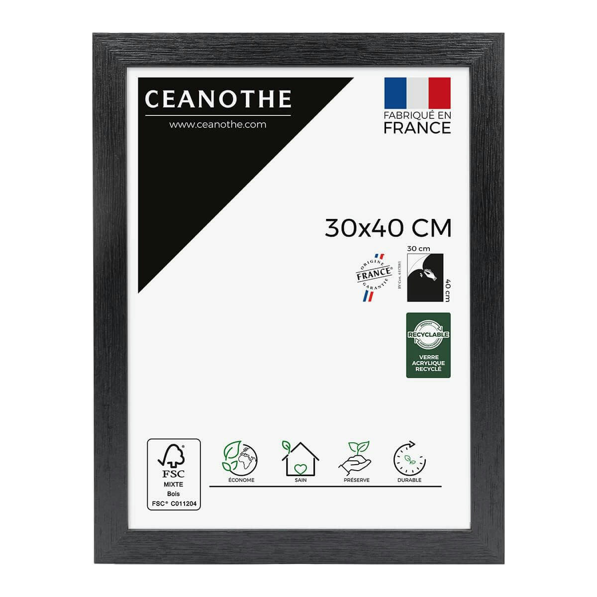 KARMA - Cadre photo noir 30x40 cm bois reconstitué fsc