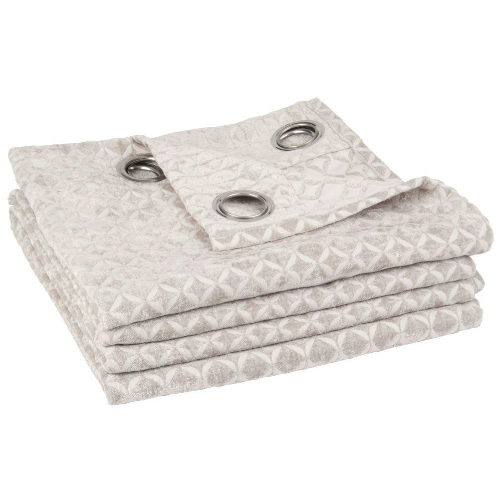 ABBY - Rideau à œillets gris et blanc motifs graphiques 140x270