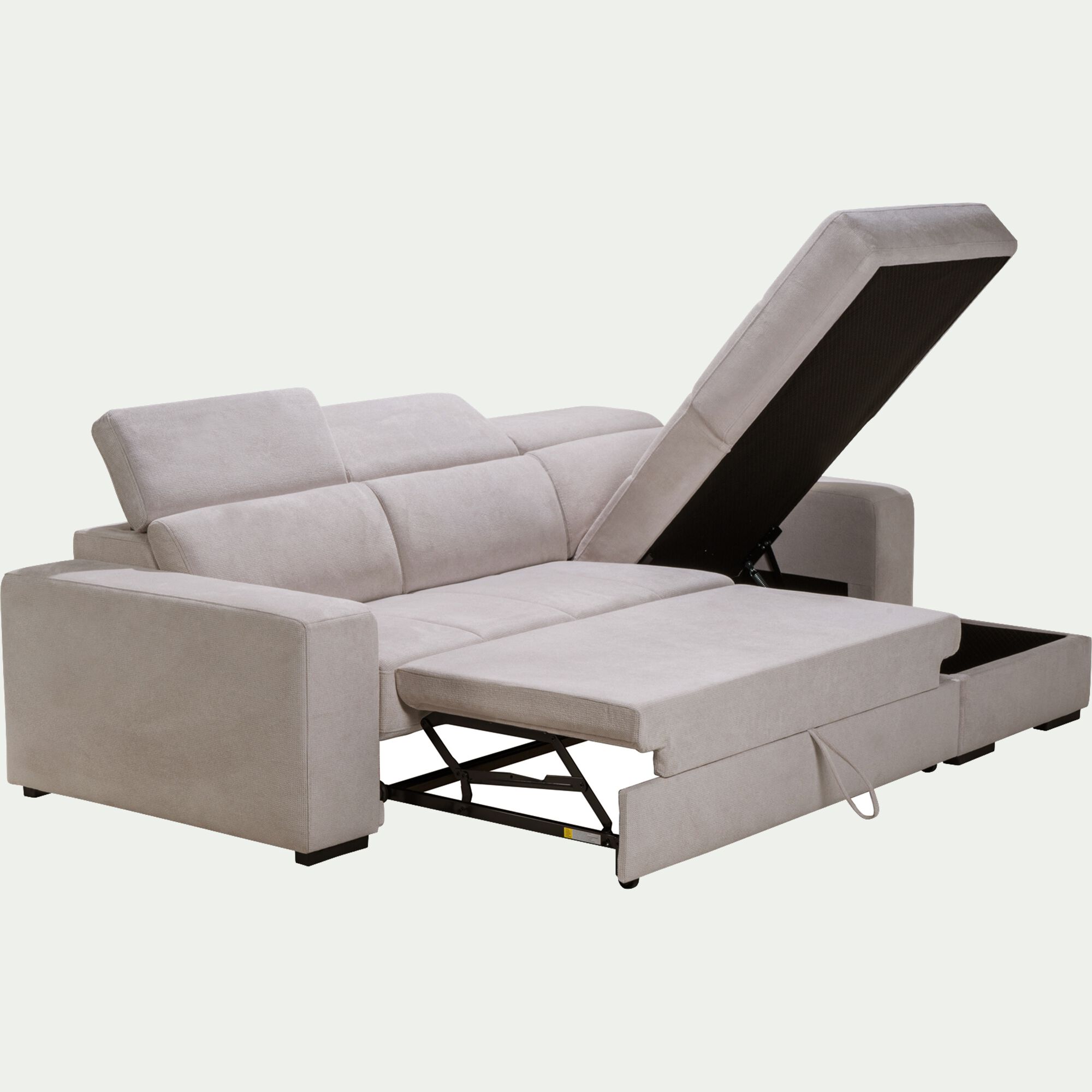 ORIGANO - Canapé d'angle convertible en tissu- beige