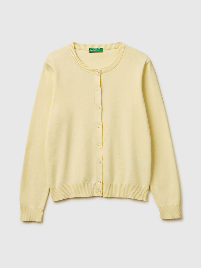 Light yellow cardigan in cotton tricot