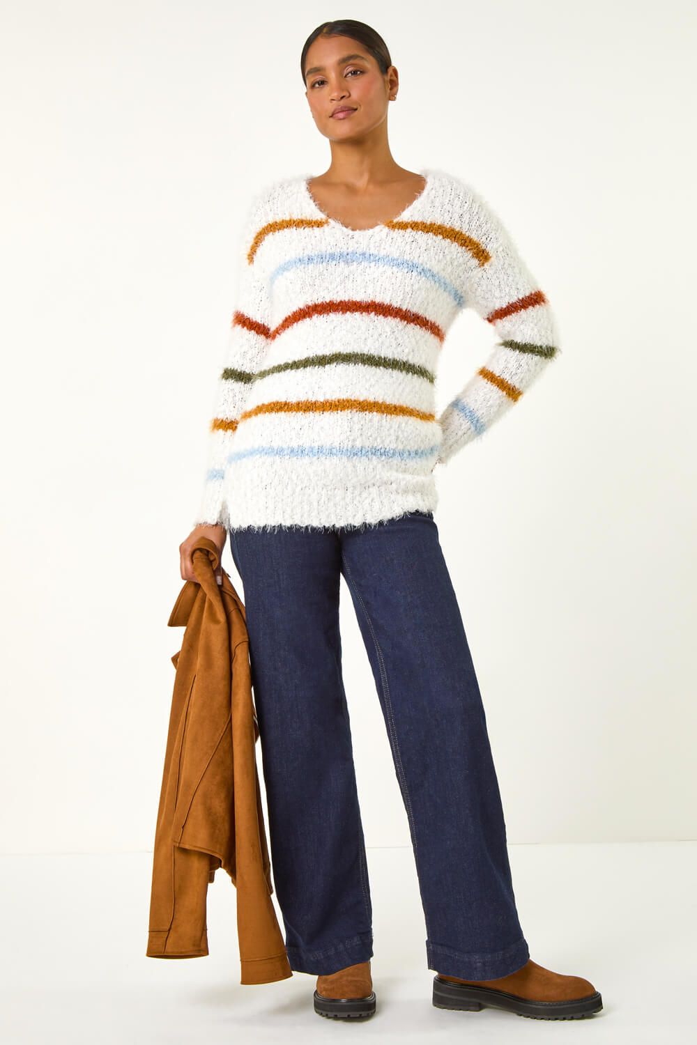 Roman Stripe Fluffy Knit Jumper