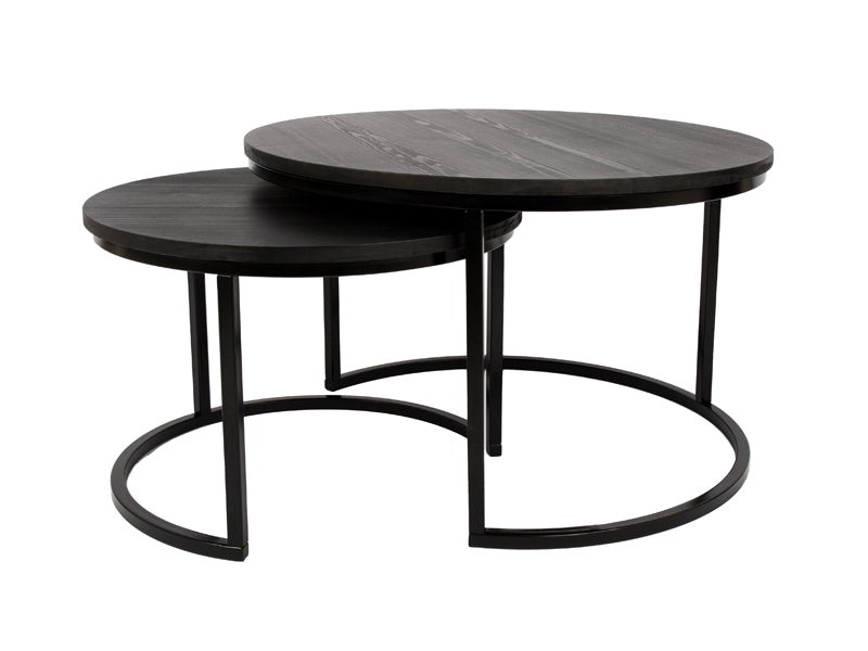 MaximaVida salontafel set Chicago zwart 58 en 45 cm - pinewood fineer