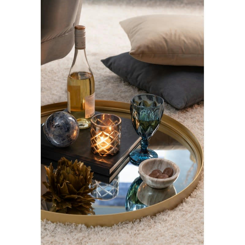 - Miroir rond avec bord haut en métal doré de 60 cm