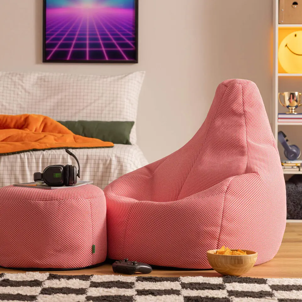icon - Dalton Zitzak Fauteuil met Poef - Gaming - Roze