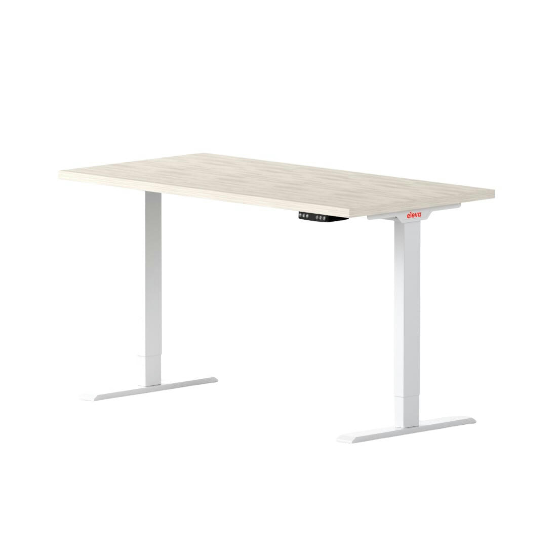 ELEVA GO - Bureau assis debout effet bois blanc 160x80x3cm