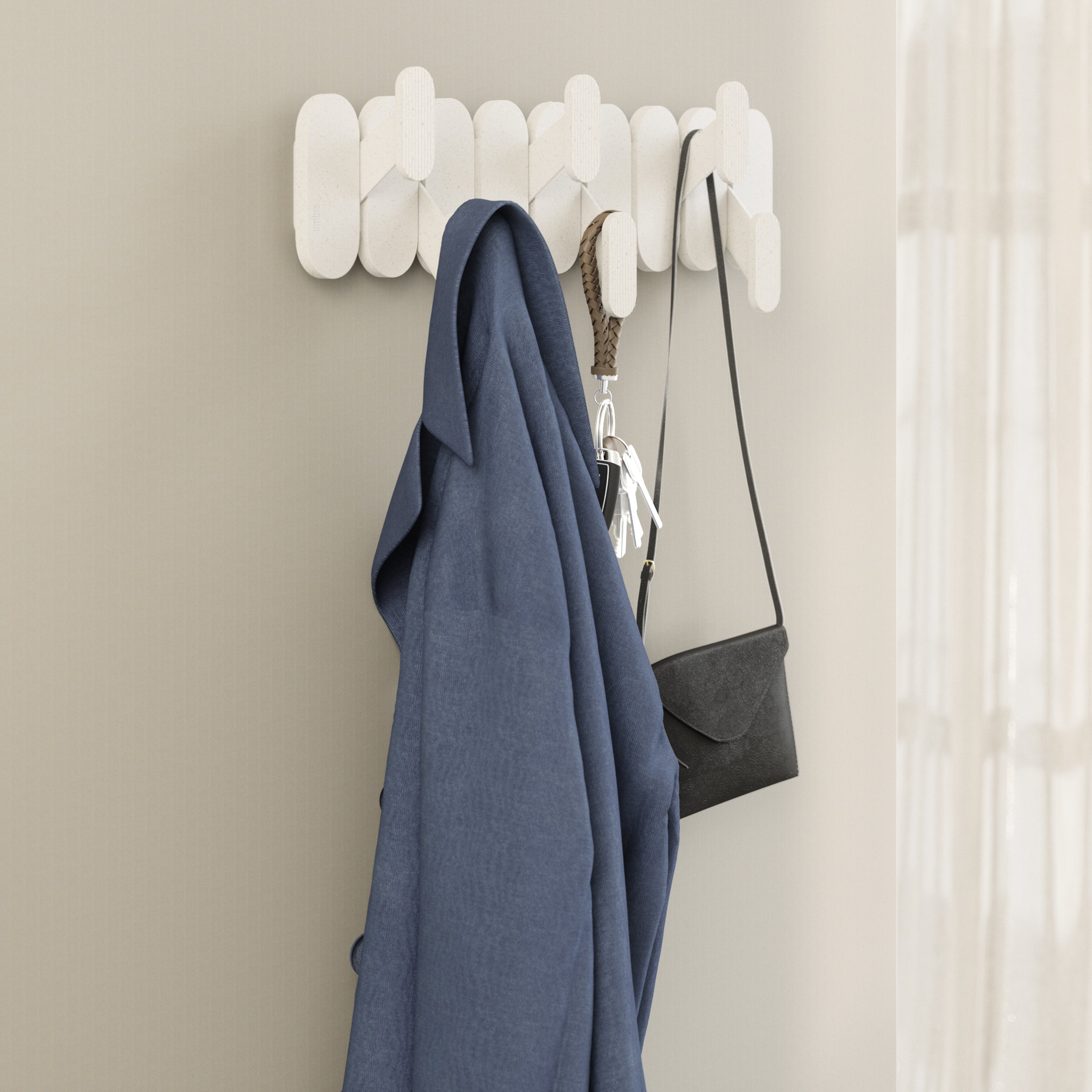 Umbra Tempo Wandkapstok 6 Haken - Zand