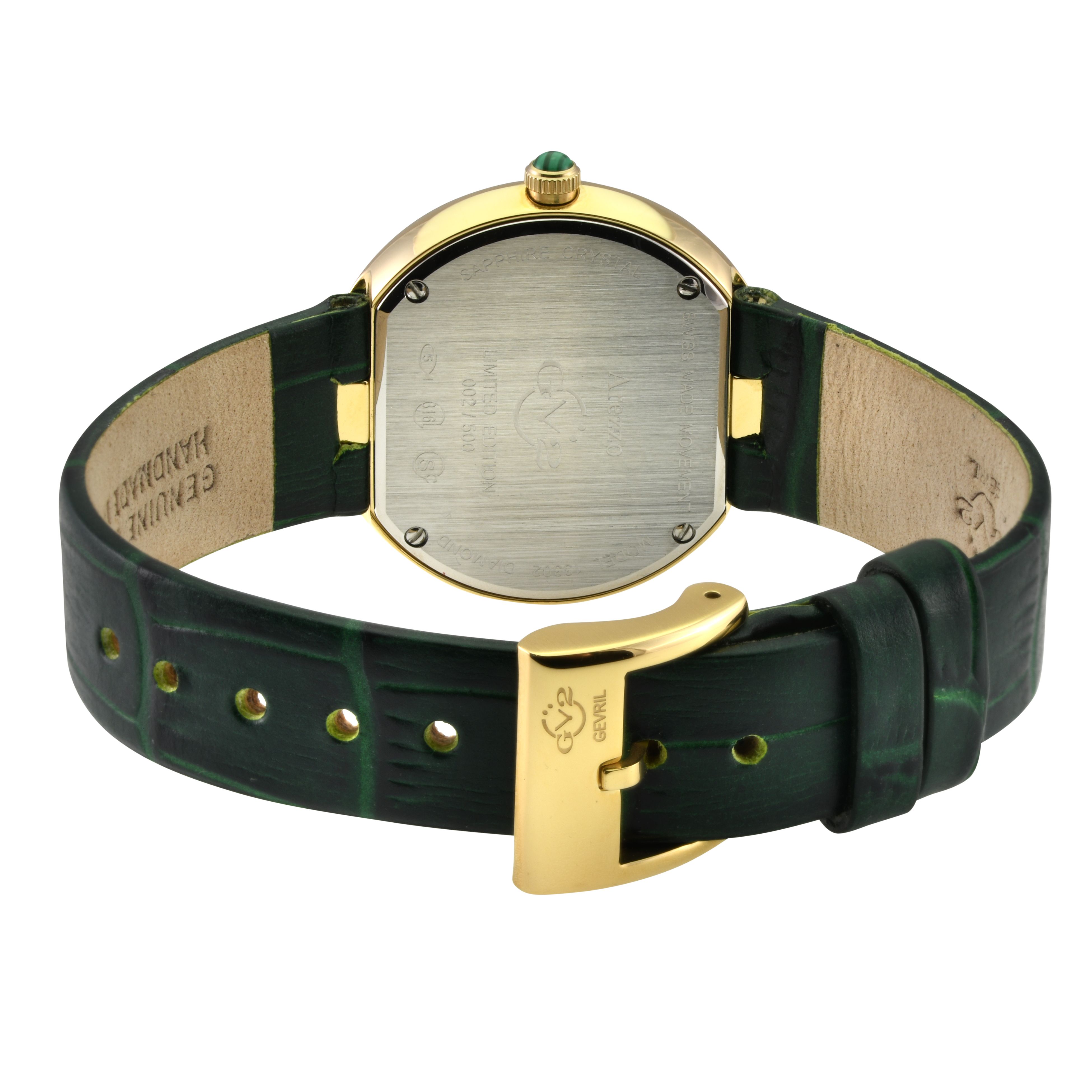 GV2 Arezzo Swiss Quartz Diamond Genuine Italian Handmade Leather Watch