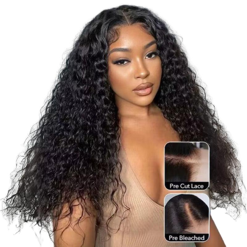 【HOT】Nadula 13x6 Lace Water Wave Human Hair Wig With Drawstring 200% Density Pre Cut Pre Bleached Glueless Wigs Transparent Ready To Wear Skinmelt HD Lace Frontal