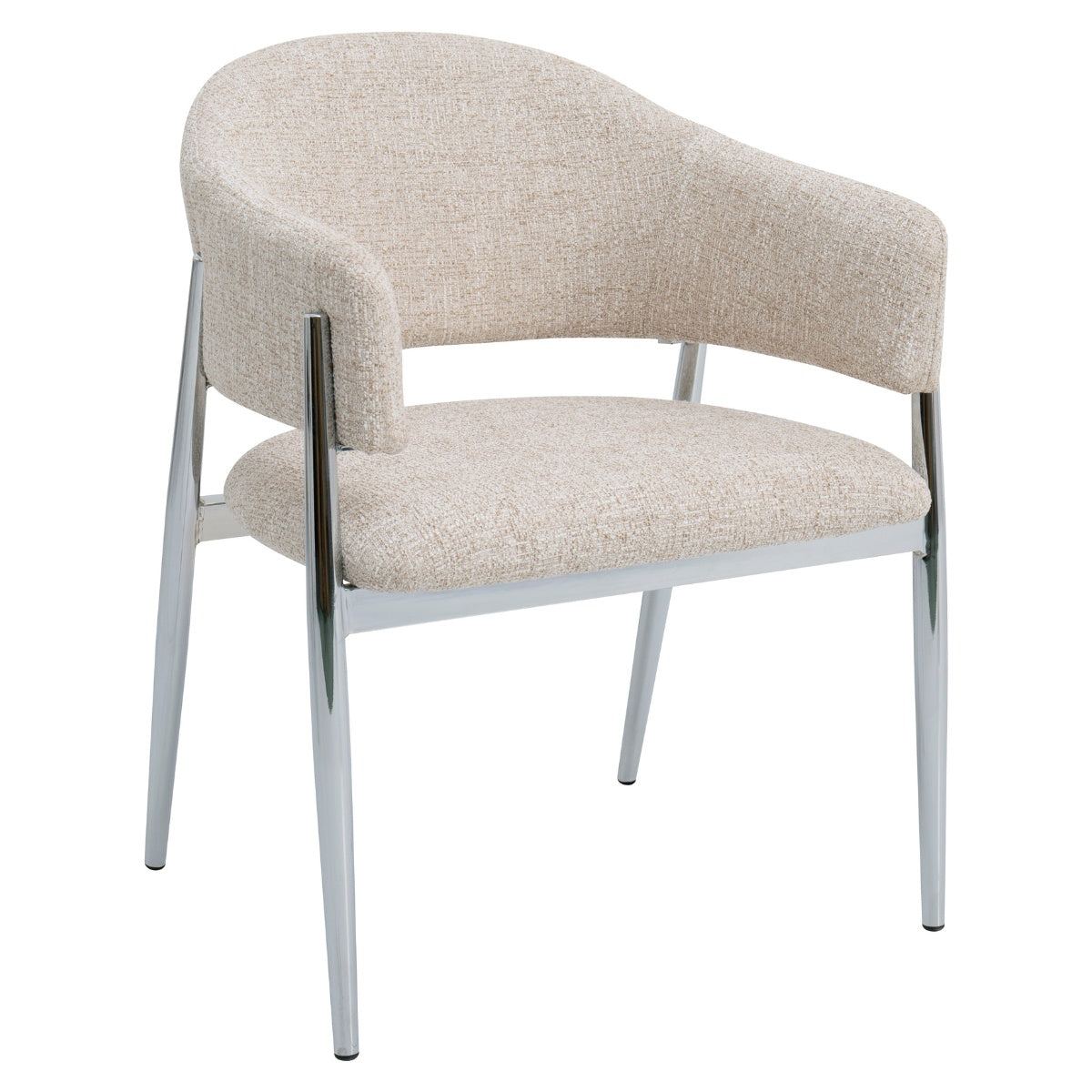 DÉJA Living Eetkamerstoel Dénia - Beige/Chrome Stof - Set van 2