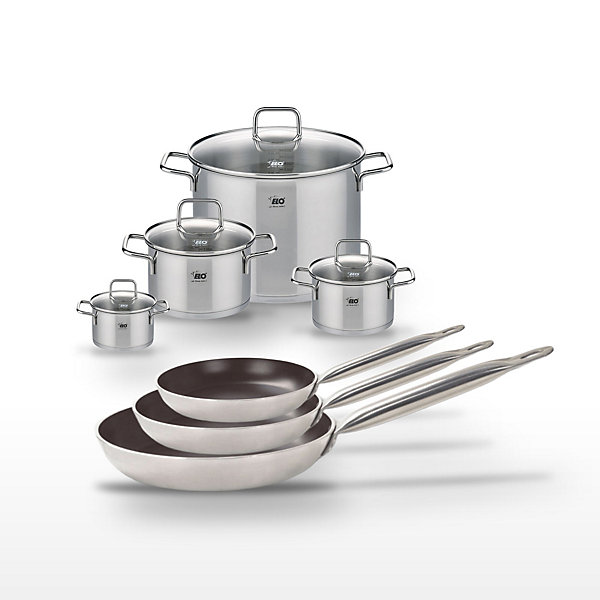 Lot de 3 Poêles 24/28/32 cm Elo Bistro Line et 4 Faitouts Elo Citrin