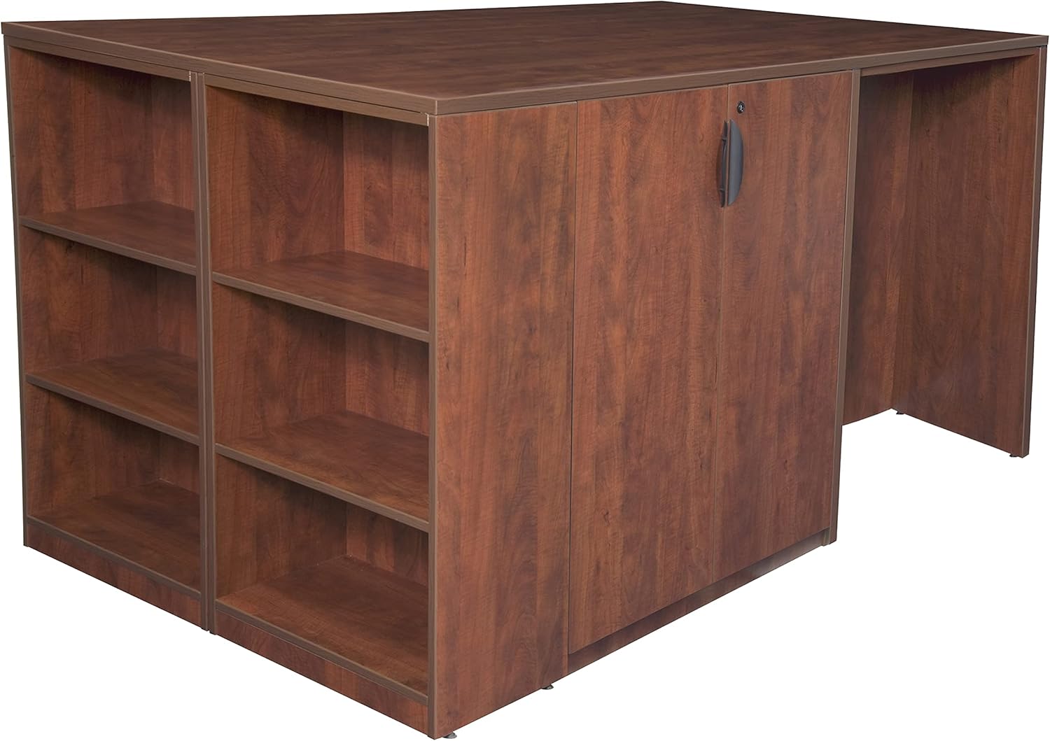 Regency Legacy Stand Up Storage Cabinet/ 3 Desk Quad with Bookcase End- Cherry