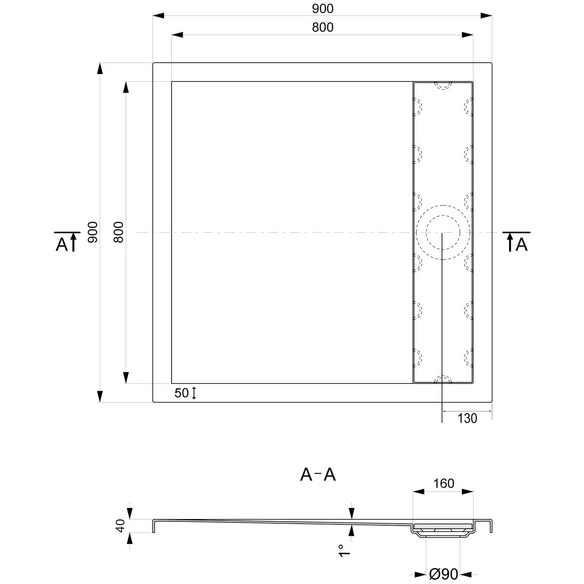 Duschwanne »Plateau«, BxT: 90 x 90 cm, weiß