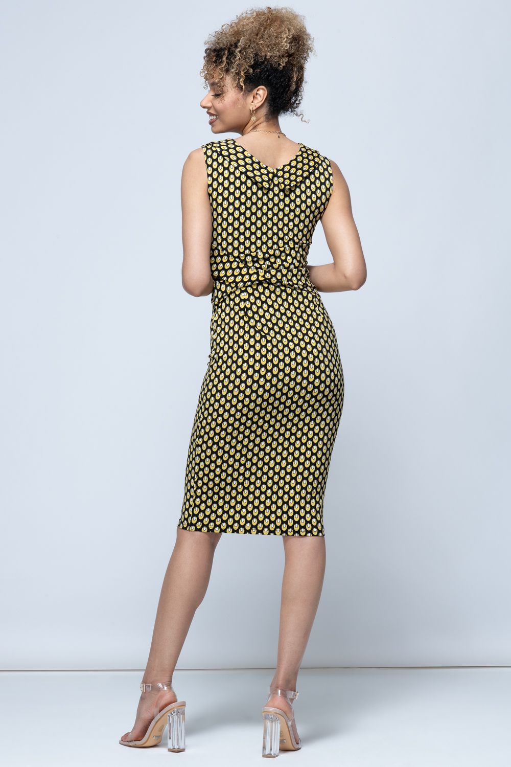 Jolie Moi Roll Collar Sleeveless Shift Dress