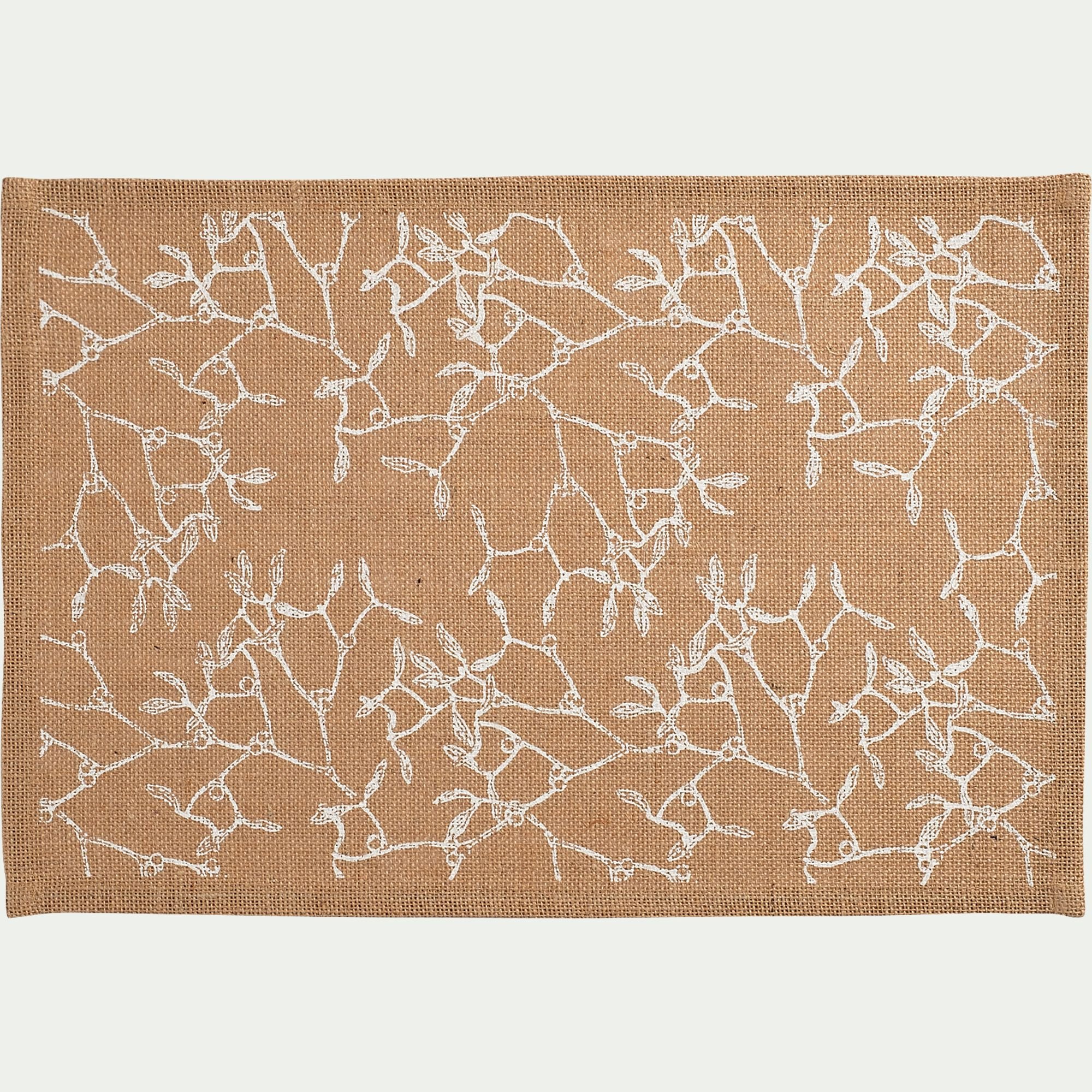 UZES - Lot de 4 sets de table motif gui en jute 30x45cm - naturel