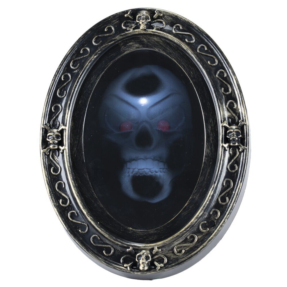 Miroir Halloween hanté musical et lumineux noir 24,5x5,5xH32,5cm
